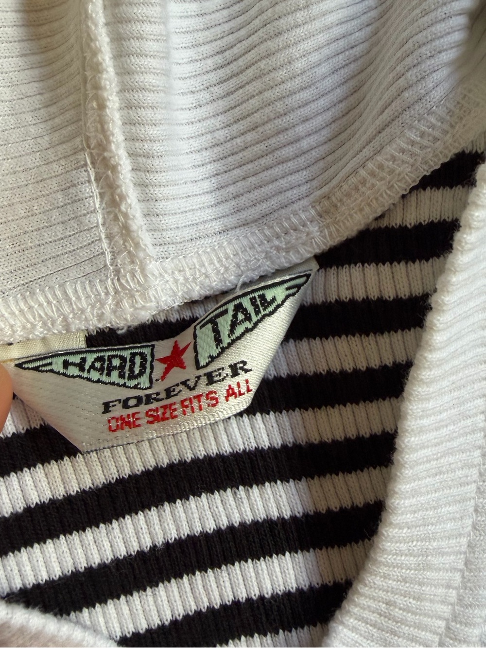 Vintage Hard Tail Black White Striped Hooded Shirt Small - Picture 6 of 9